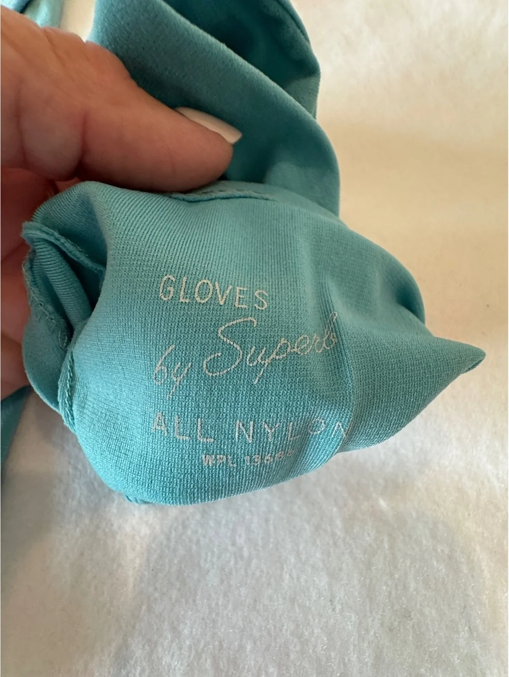 Vintage Ladies Opera Gloves in Turquoise size 6
